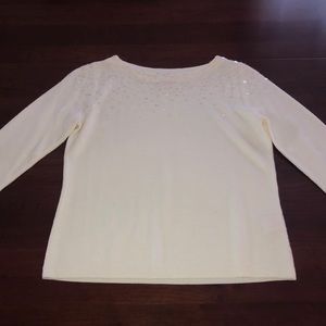 Ruby Rd White Sequined Sweater